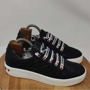 NWOT Cool LOVE MOSCHINO Black Glitter With Monogram Shoe Laces Ladies Size IT|40